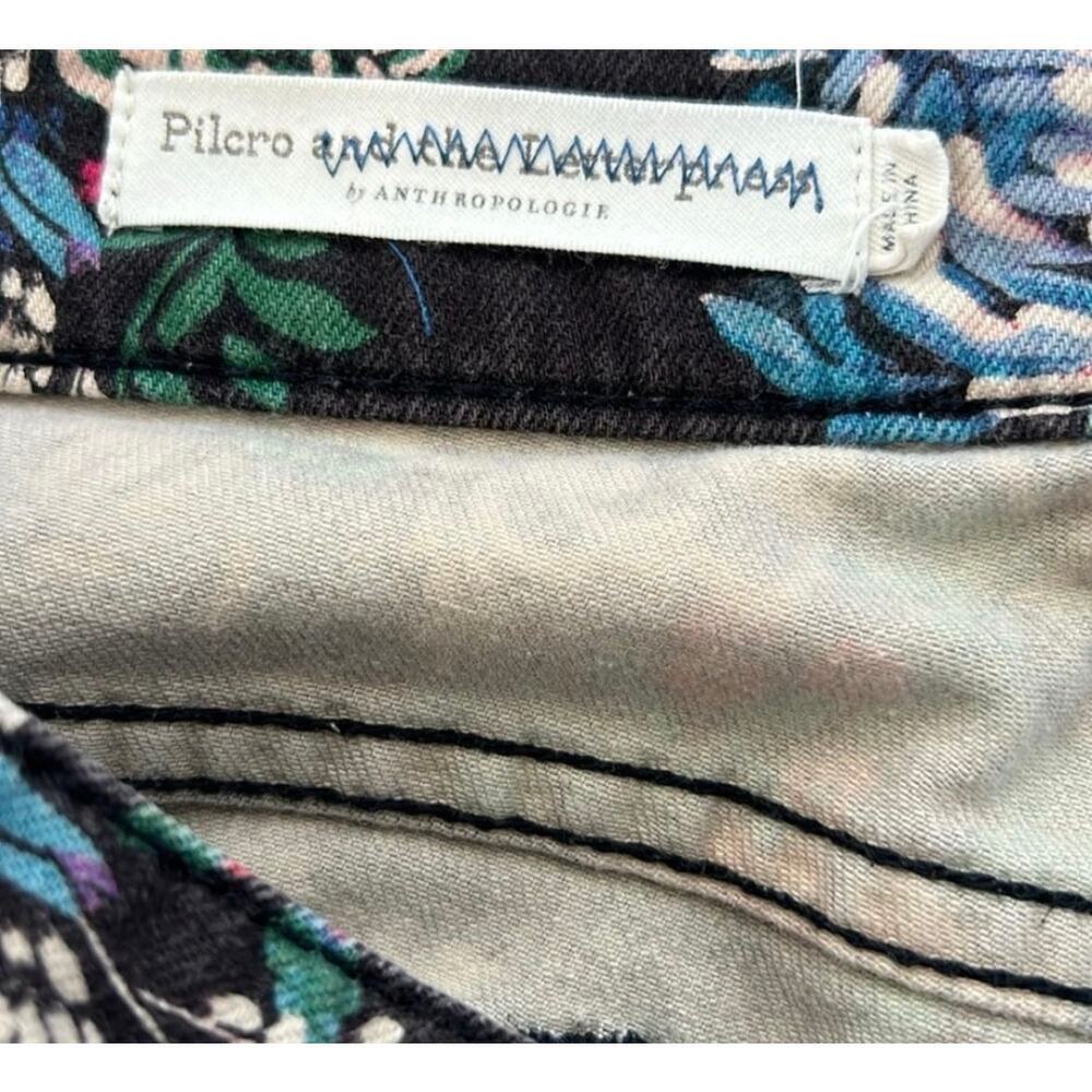 Anthropologie Pilcro Floral Skinny Jeans Black 31 Mid Rise - Picture 5 of 7